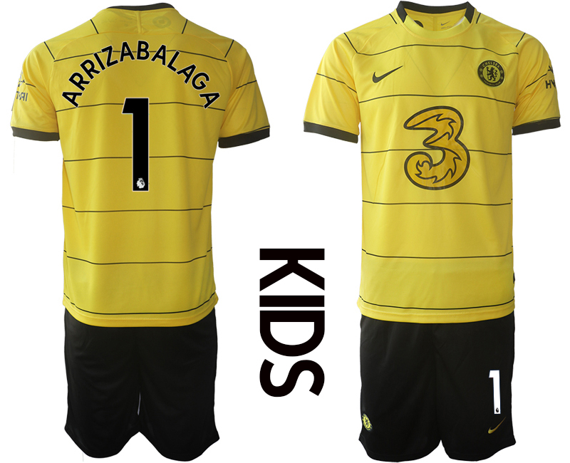 Youth 2021-2022 Club Chelsea away yellow #1 Soccer Jersey->customized soccer jersey->Custom Jersey
